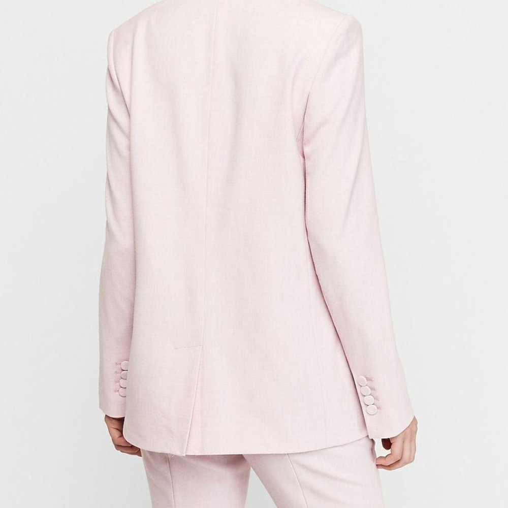 Express Pink Double Breasted Boyfriend Blazer Size - Picture 2 of 9